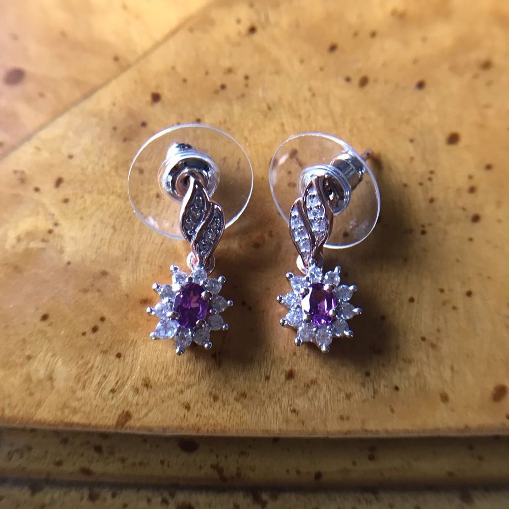 Natural Ember Garnet Sterling Silver Dangle Earrings